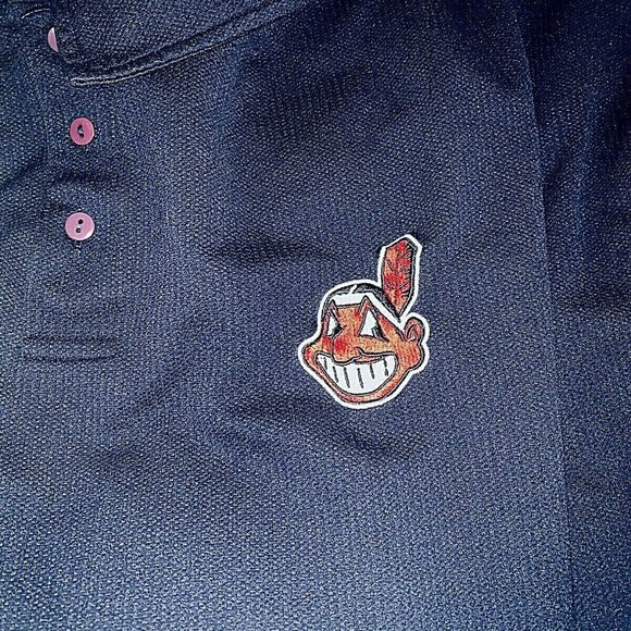 4X Majestic MLB Cleveland Indians Chief Wahoo Polo - Picture 4 of 8